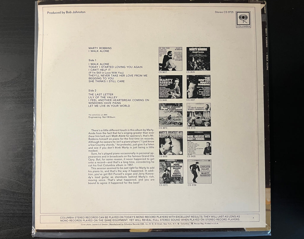 I Walk Alone (1968) - Marty Robbins CS 9725