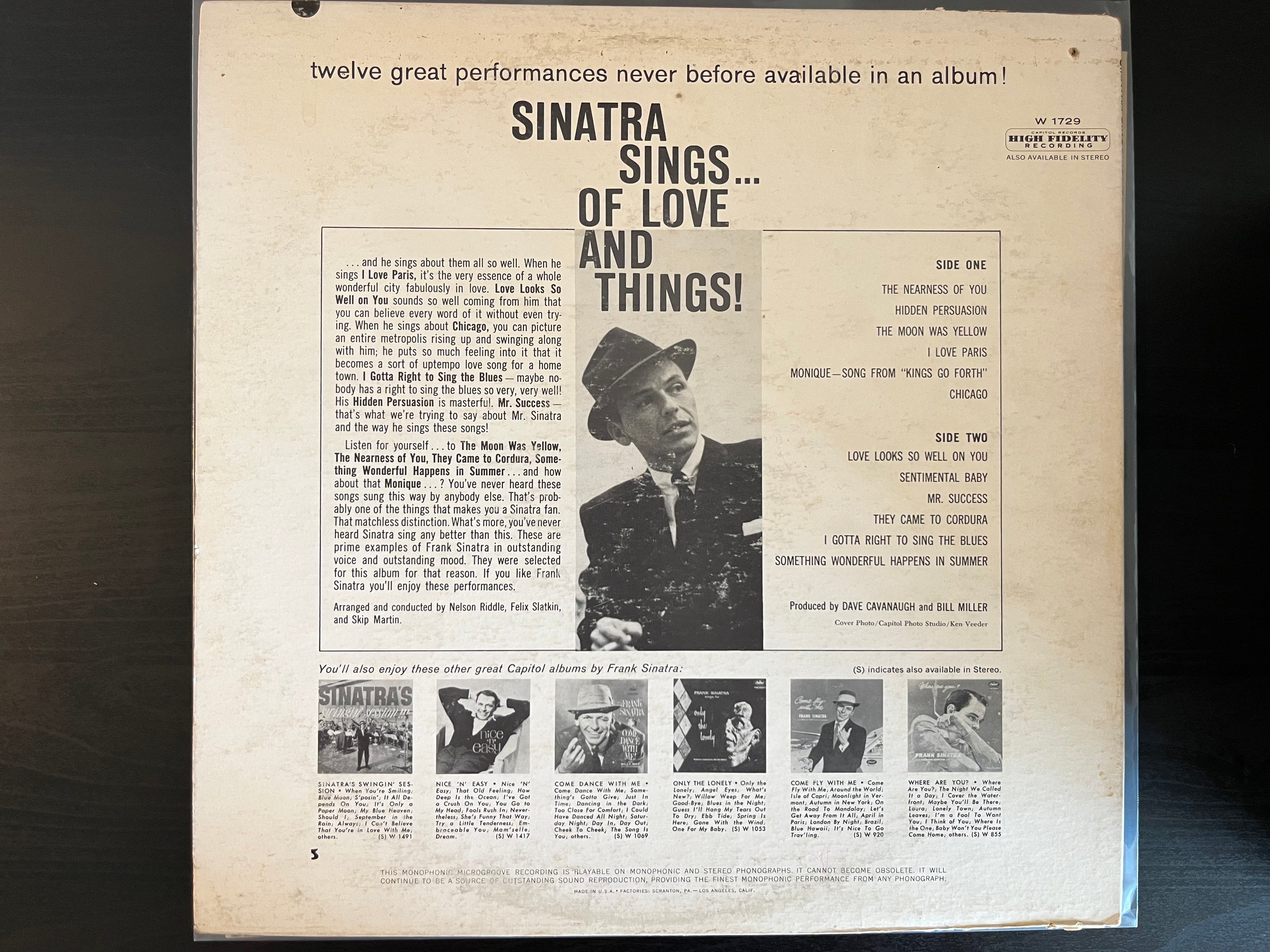 Sinatra Sings...Of Love And Things (1962) - Frank Sinatra W-1729