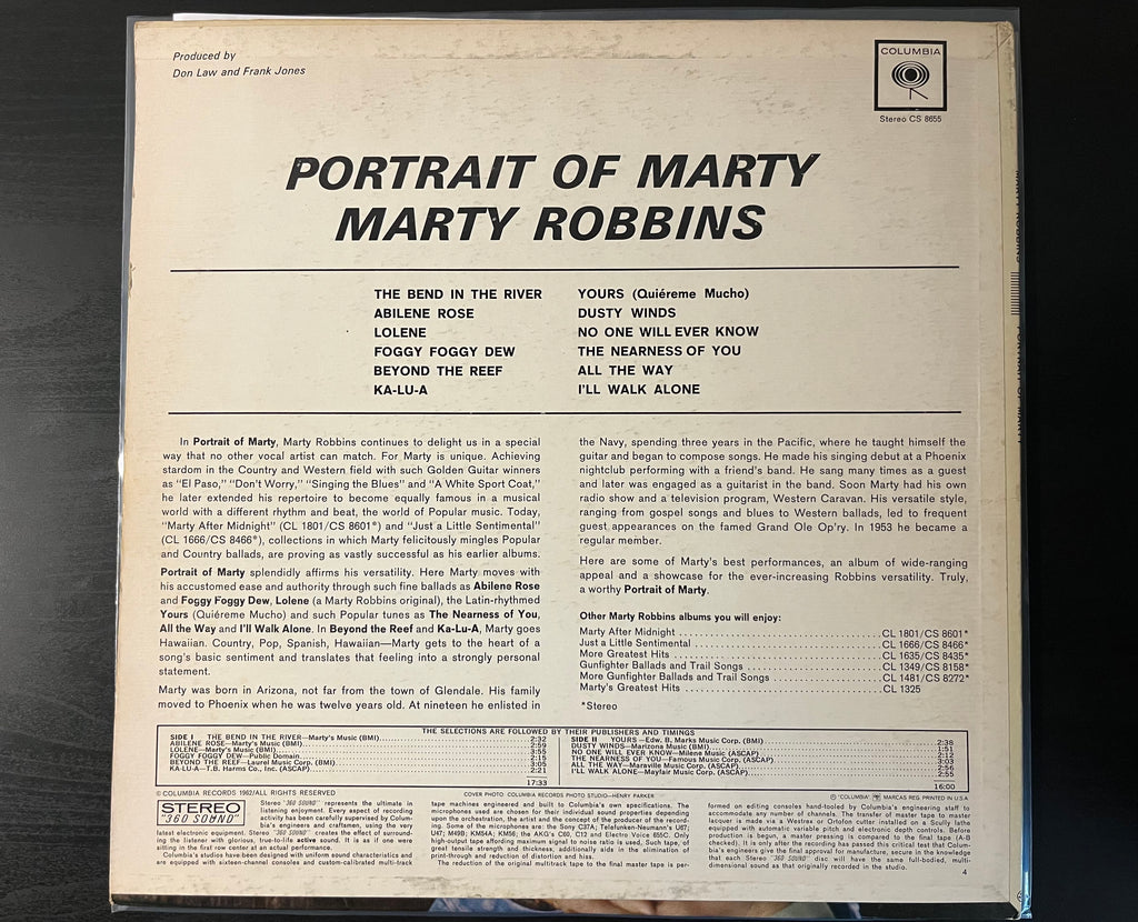 Portrait Of Marty (1962) - Marty Robbins CS 8655
