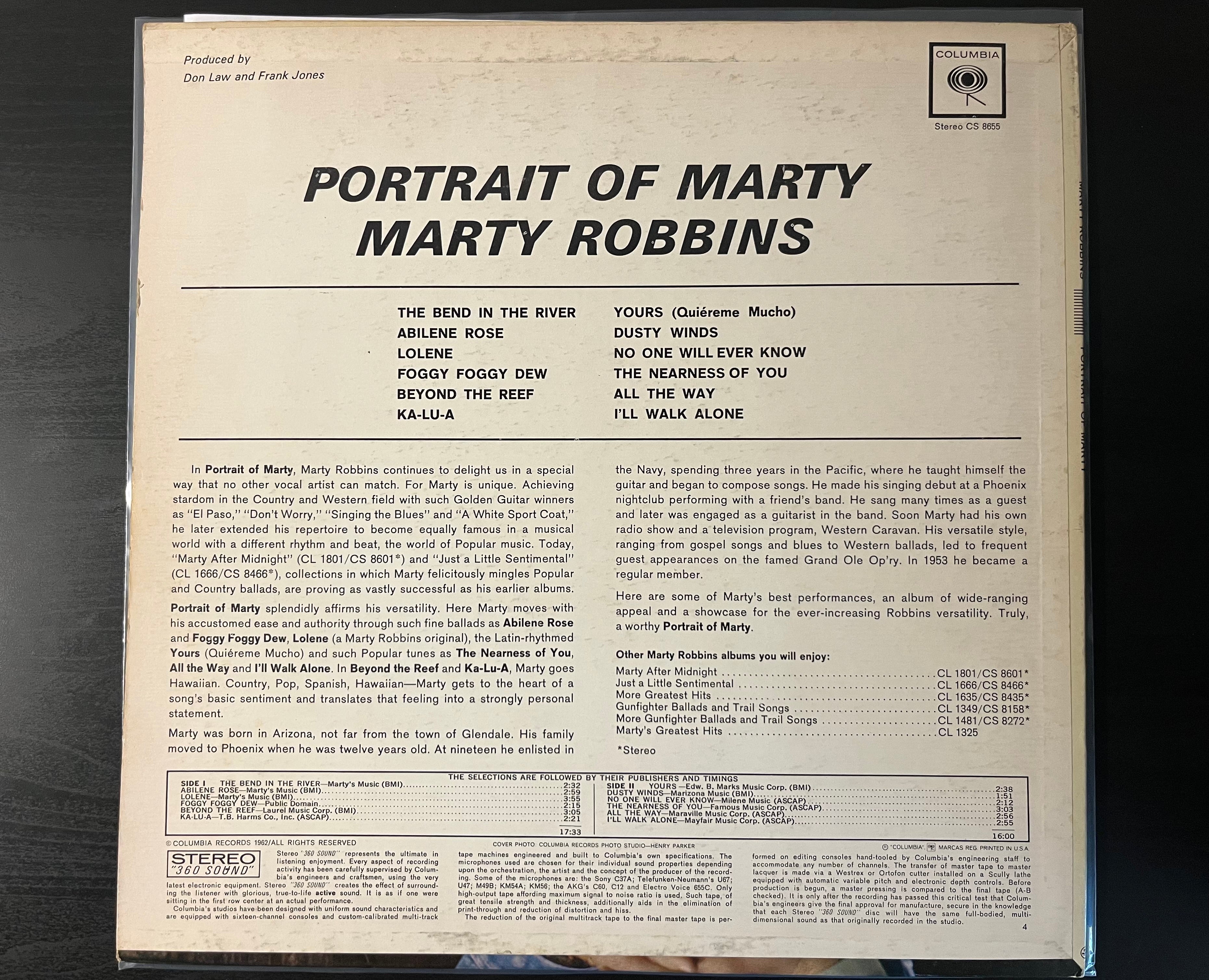 Portrait Of Marty (1962) - Marty Robbins CS 8655